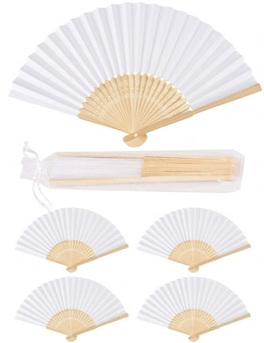 Weißer handfächer bambus - weißer,
