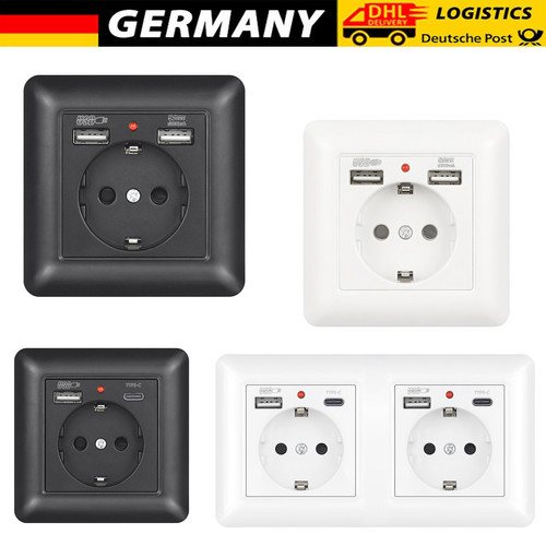 2fach steckdose mit usb - 1/2fach,